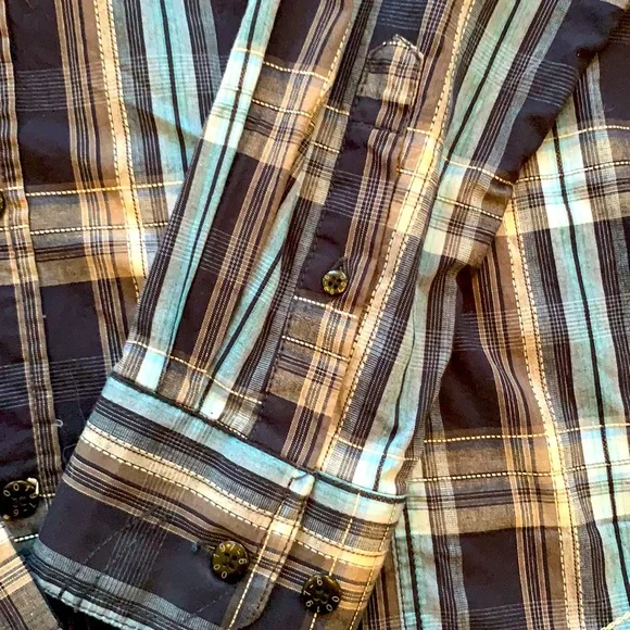 PRIVATE MEMBER 100% cotton PLAID BUTTON DOWN - Picture 6 of 8